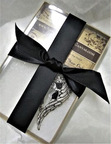 Pet Memorial Keepsake Angel Wings with Black Cat Charm Ornament in Saudi Arabia