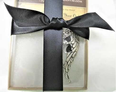 Pet Memorial Keepsake Angel Wings with Black Cat Charm Ornament in Saudi Arabia