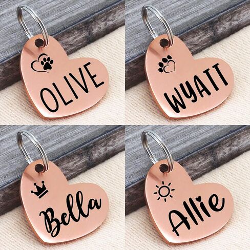 Ultra Joys Dog ID Tag, Custom Dog Tag Personalized Cat Tag, Pet ID Tag, Brushed Stainless Steel Heart Cat Tags Pet Tags Rose Gold Small in Kuwait