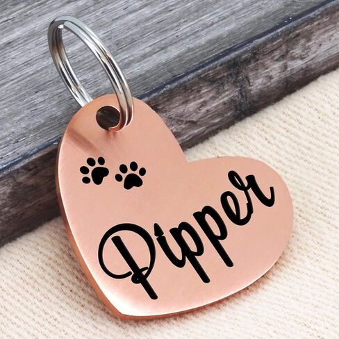 Ultra Joys Dog ID Tag, Custom Dog Tag Personalized Cat Tag, Pet ID Tag, Brushed Stainless Steel Heart Cat Tags Pet Tags Rose Gold Small in Kuwait