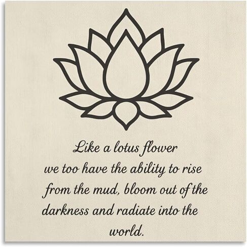 Lotus Flower Wall Art Framed - Inspirational Quote Canvas Print - Yoga Meditation Decor for Home or Office (Framed, 12x12inch) in Saudi Arabia