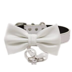 White bow tie collar, dog collar, handmade, proposal, Marry me, dog ring bearer, XS to XXL adjustable collar