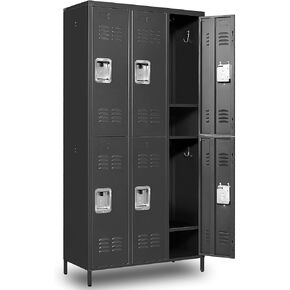 Metal Lockers for Employees, Storage Employee Locker, 72" Storage Lockers with Shelves Steel Cabinet for Home (Black, 9 door-72'')