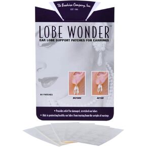 Lobe Wonder - The ORIGINAL Ear Lobe Support Patch for Pierced Ears - Eliminates the Look of Torn or Stretched Piercings - Protects Healthy Ear Lobes from Tearing - 120 Patches - Clear & Latex-Free