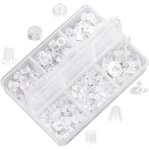 Silicone Earring Backs for Studs 6 Styles Clear Hypoallergenic Plastic Rubber Earrings Safety Back Stopper Replacement Kit (550 Pcs)