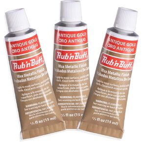 AMACO Rub n Buff Wax Metallic Finish - 3 Rub n Buff Antique Gold 15ml Tubes - Versatile Gilding Wax for Finishing Furniture Antiquing and Restoration - Rub and Buff Colors Set of Three