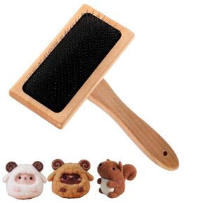 1PCS Wood Hand Carders Wool Combing Brush, Needle Felting Supplies for Needle Felting Wool and Kit Projects, Carder Needles Brush for Pets, Clothing, Blanket, Craft, Medium Varnish Style(Brown)