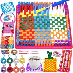 YGSEPCC Weaving Loom Kit Toys for Kids, DIY Art and Crafts for Adults, Girls Ideal Gifts for Ages 4 5 6 7 8-10 12 13, Easy Potholder Bracelets Knitting Activity for Beginners, 136 Craft Loops 22 Ropes