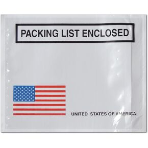 PSBM Packing List Enclosed Envelope Panel Face Back Side Load 4.5" x 6" 1000 Pcs Printing Pouch Envelope Bag for Invoice Packing Slip, Written in Orange/Black
