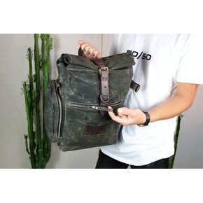 Waterproof Canvas and Leather Streetwear Backpack,Hipster Laptop Backpack for Men, Nomad Backpack for Men