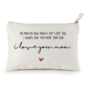 Makeup Bag for Best Friends, I Love You Mom, Makeup Bag, Mom Gift, Handmade Cosmetic Bag For Mom, Cosmetic Bag, Best Mom Ever Bag, Bag Gift, Linen Cotton Case Traveling Bag