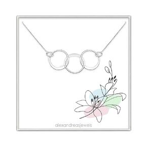 Sterling Silver Three Ring Necklace, 3 Interlocking Rings Necklace, Sisters Necklace, Mother Daughter Granddaughter Necklace, 30th Birthday Necklace, Anniversary Gift, Three Circle Necklace