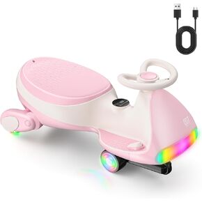 FanttikRide 12V N7 Ultra Electric Wiggle Car with Pedal, Kids Car, MagicMute Motor Swing Car, 2 Speeds, 9 Color Modes, Digital Display, Bluetooth, for Ages 3 and Up, 150 Lbs, Penguin Black