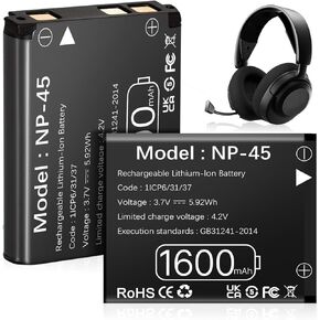 2Pcs NP-45 Battery, 1600mAh High Capacity NP-45A NP-45B NP-45S Replacement Battery for Arctis Nova Pro Wireless Multi-System Gaming Headset