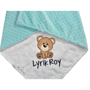 Personalized Teddy Bear Plush baby blanket, baby boy blanket, baby girl blanket