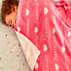 Customized Blanket with Name Personalized Baby Blanket with Pattern Soft Plush Flannel Throw Blanket for Baby Kids Friends Family (40'' x 50'')