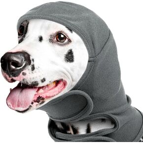 IDOMIK Dog Ear Cover for Anxiety Relief, Adjustable Dog Calming Hood for Grooming Bath Drying, No Shake Pet Head Ear Wrap for Hematomas Fireworks Thunderstorms, Doggy Ear Muffs Noise Protection,Grey,L