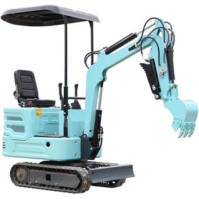 Mini excavator, 1 ton mini crawler excavator with Kubota two cylinder engine and 1562mms digging depth, mini excavator for construction farm garden with adjustable seat and rubber tracks