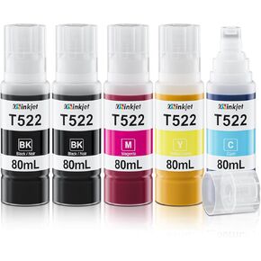 522 Ink Refill Bottles Combo Pack Compatible for Eco Tank ET-2800 ET-2720 ET-2803 ET-2400 ET-4800 ET-4700 ET-2840 ET-4810, 522 T522 Ink Ultra-high Capacity Bottle