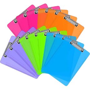 Clipboards, HERKKA 15 Pack Plastic Clipboards Low Profile Clip Standard A4 Letter Size, Office Supplies Classroom Supplies