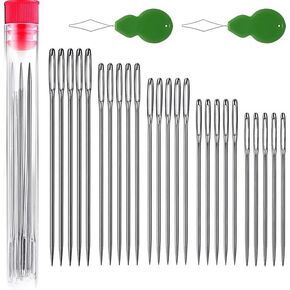 25pcs Stainless Steel Sewing Needles - Large Eye, Durable & Rustproof, Perfect for Embroidery, Quilting, Cross Stitch Projects, Ideal for Elderly Users Sewing Essentials|Ergonomic Handle|Smooth Finish