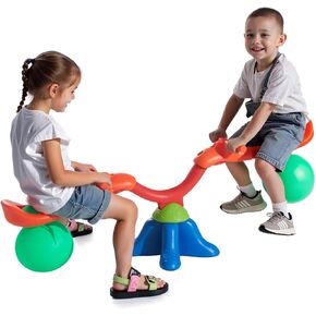 VEVOR Seesaw Teeter Totter for Kids Outdoor, 55 lbs Load Capacity per Seat, Sit and Spin Teeter Totter with Handles, Playground Equipment with Swiveling 360 Degrees Rotating for Aged 3+, Multi Colored