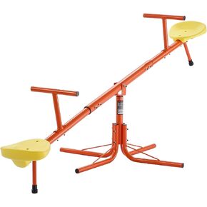 VEVOR Seesaw Teeter Totter for Kids Outdoor, 100 lbs Load Capacity per Seat, Sit and Spin Teeter Totter with 4-Prong Support Legs, Playground Equipment with Swiveling 360 Degrees Rotating for Aged 3+