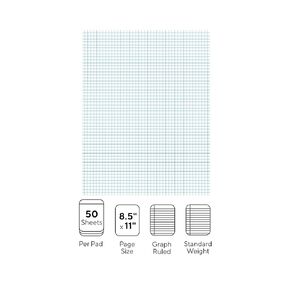 Staples Notepads ، 8.5 بوصة × 11 بوصة ، يحكم الرسم البياني ، الأبيض ، 50 ورقة/وسادة ، 18/كرتون (ST57332VS)