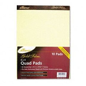 Gold Fibre Canary Quadrille Perf-Top Pad, 8-1/2x11-3/4, 4 Squares/Inch, 50/Pad (AMP22143)