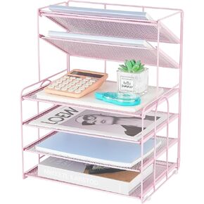 6-Tier Letter Tray Paper Organizer, Desk Organizers and Accessories, Desktop File Organizer, Office Desk Accessories for Office Supplies (Gold)