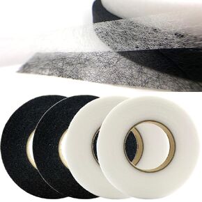 6 Rolls Hemming Tape, 1/2 Inch x 420 Yards Fabric Fusing Tape, No Sew Iron-On Hem Tape for Pants, Dresses, Curtains, Clothes, DIY Fabric Craft Projects – White & Black