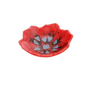 Poppy Flower Dish Bowl Decorative Red Glass Handmade