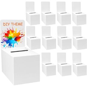 25 Pcs Raffle Ticket Boxes with Removable Header, Raffle Suggestion Ballot Voting Donation Box with Slot for Fundraising Collecting Card