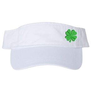 Embroidered Custom 4 Four Leaf Clover Visor, Cute Embroidered Sewn Clothing Gift Present, Cute Hat for St. Saint Patrick's Day Party Ireland Trip Vacation Handmade Small Shamrock