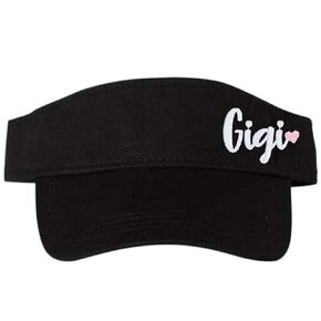 Women's Custom Name Adjustable Visor, Gigi Mimi Nana Meemaw Yaya Nonna, Nickname, Custom Text, Embroidered Gift, Distressed or Non, Cute Embroidered Gift Present Clothing Birthday