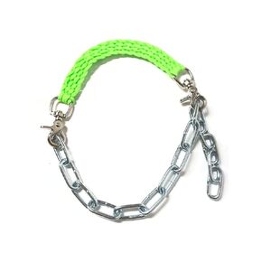 goat show collar with chain neon green, optional goat lead