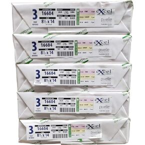 Excel One 8.5 x 14 Carbonless Paper (White, Canary, Pink), 834Sets 3 Part Reverse, 2500 Sheets, 5 REAMS