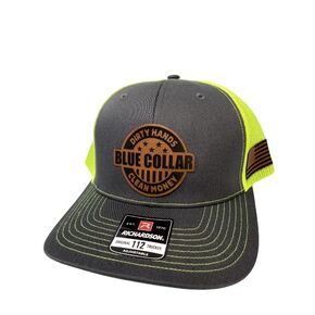 Dirty Hands Clean Money Meshback Trucker Hat - Blue Collar Adjustable Snapback One Size Fits Most (Black)