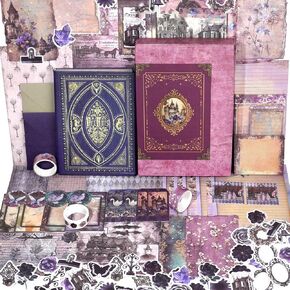 Funto Scrapbooking Kit (202 PCS), Vintage Collection-Wonderland, Perfect for Bullet Scrapbooking Materials, Planner DIY Arts Craft Collage