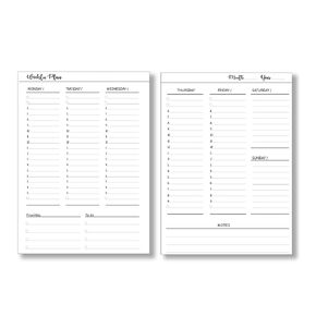 Undated Weekly Planner Inserts Calendar Refills Weekly Calendar Inserts, Undated Weekly Planner for 7, 8, 9, 11 Disc Planners (8 Disc Half Letter (5.5" x8.5"))