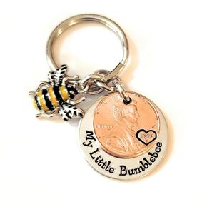 My Little Sweet Pea, Personalized Lucky Copper Penny Key Chain, Gift for Her, Gift for Girlfriend, Gift for Little Girl, Daddy's Girl