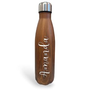Water Bottle Personalized Name 17 Oz. Laser Engraved Stainless Steel Double Wall (Black)