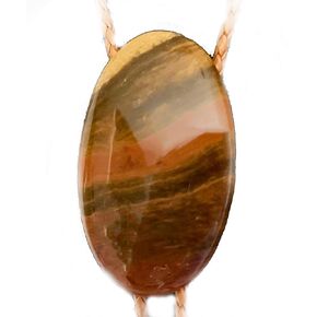 An Iron Zebra Jasper Is the Center of this Bolo Tie with Indian Sun Metallic Leather Cord and Sterling Silver Tips.