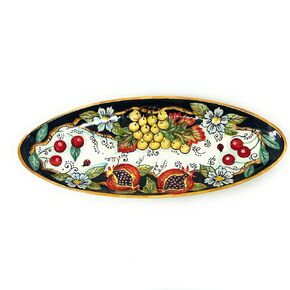 CERAMICHE D'ARTE PARRINI - Italian Ceramic Art Pottery Serving Bowl Centerpieces Tray Plate Hand Painted Decorated Fruits Made in ITALY Tuscan Florence
