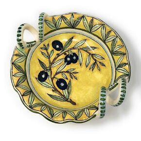 CERAMICHE D'ARTE PARRINI - Italian Ceramic Art Pottery Serving Bowl Small Centerpieces Hand Painted Decorated Olives Tuscan Made in ITALY Florence