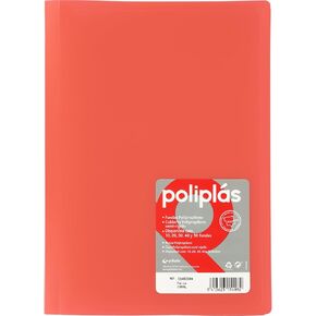 Grafoplas – Transparent Folder Covers, Foolscap Size, Coral, 50 Polypropylene Linings, Opaque Polyplas Series, Made in Spain, Flexible Covers, Perfect for Filing Documents