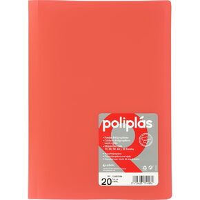 Grafoplas – Transparent Folder Covers, Folio, Coral, 20 Polypropylene Linings, Opaque Polyplas Series, Made in Spain, Flexible Covers, Perfect for Filing Documents