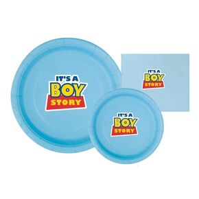 Its a Boy Story Party Plates & Napkins Set, Boy Birthday Party Supplies, Cartoon 60 PIECE