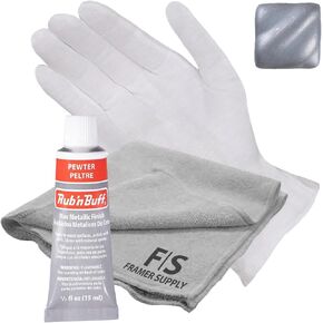 Rub n Buff Metallic Wax with Cotton Glove and 8" x 8" Cloth - Gilding Wax for a Smooth Adjustable Gloss Finish - Single 0.5oz/15ml Tube (Antique Gold)