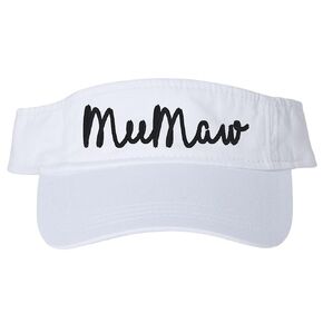 Women's Meemaw or Custom Text Name Nickname Visor Script Cursive Font, Embroidered Handmade Cute Hat for Her Birthday Gift Present, Mother's Day Christmas Gender Reveal Baby Shower